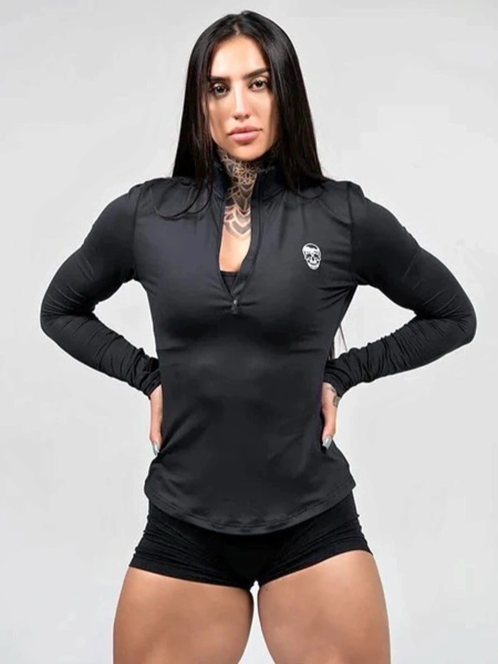 Gym Reapers Black Long Sleeve Quarter Zip Athletic Top